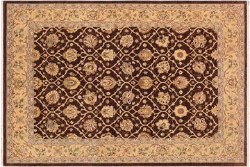 handmade Transitional Kafkaz Chobi Ziegler Brown Tan Hand Knotted RECTANGLE 100% WOOL area rug 9 x 12
